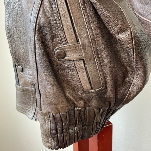 Ethiopian Two Tone Brown Leather Jacket Size XL - Picture 6 of 11